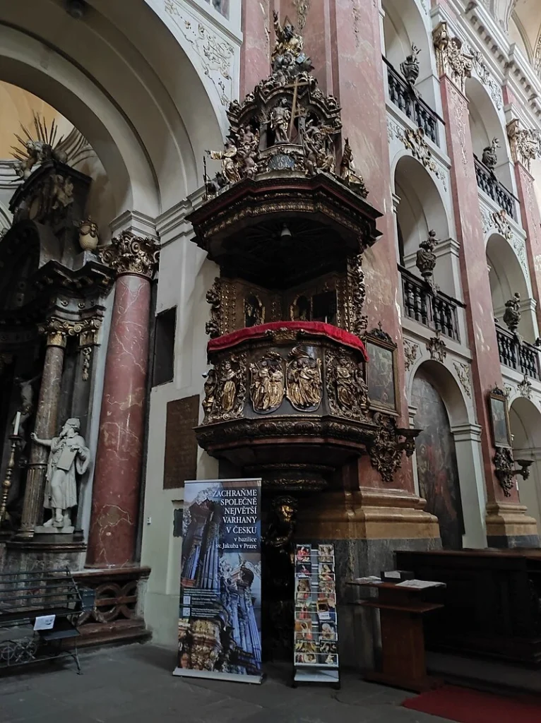 Basilica of St. James the Greater, Prague, Czechia Pulpit