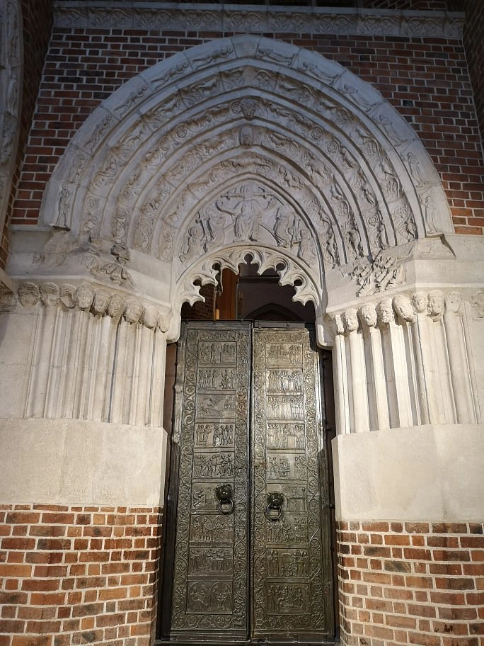 Gothic portal in the southern porch Shrine of St. Adalbert, Gniezno, Poland