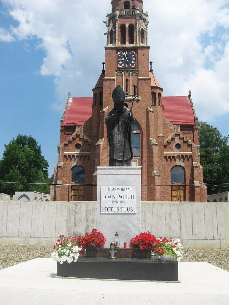 Minor Basilica Sanctuary of Cacica, Romania Statue of Pope John Paul II