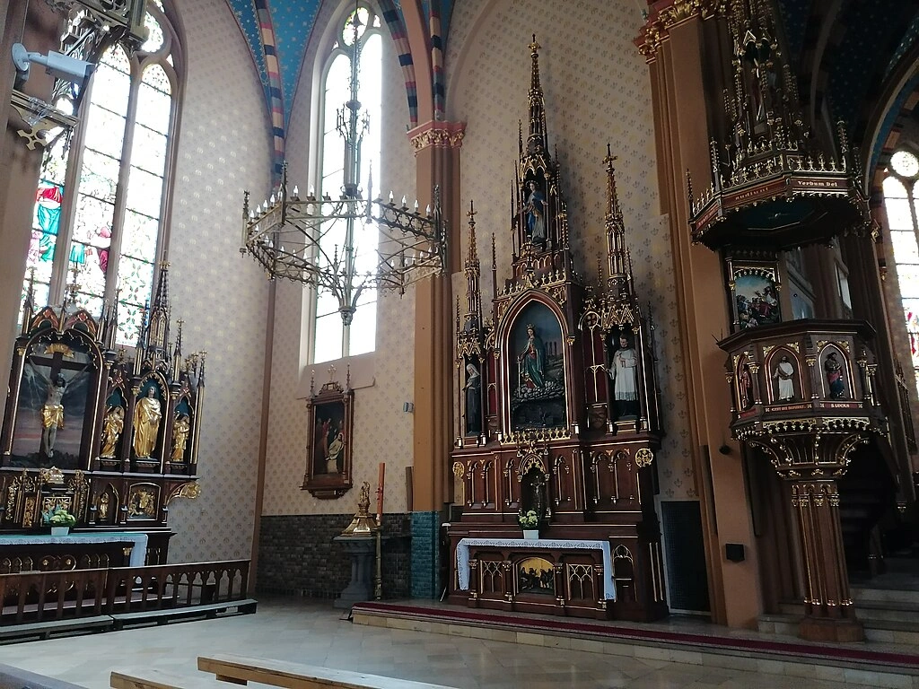 St. Barbara's altar and the pulpit Our Lady of Bogucice in Katowice