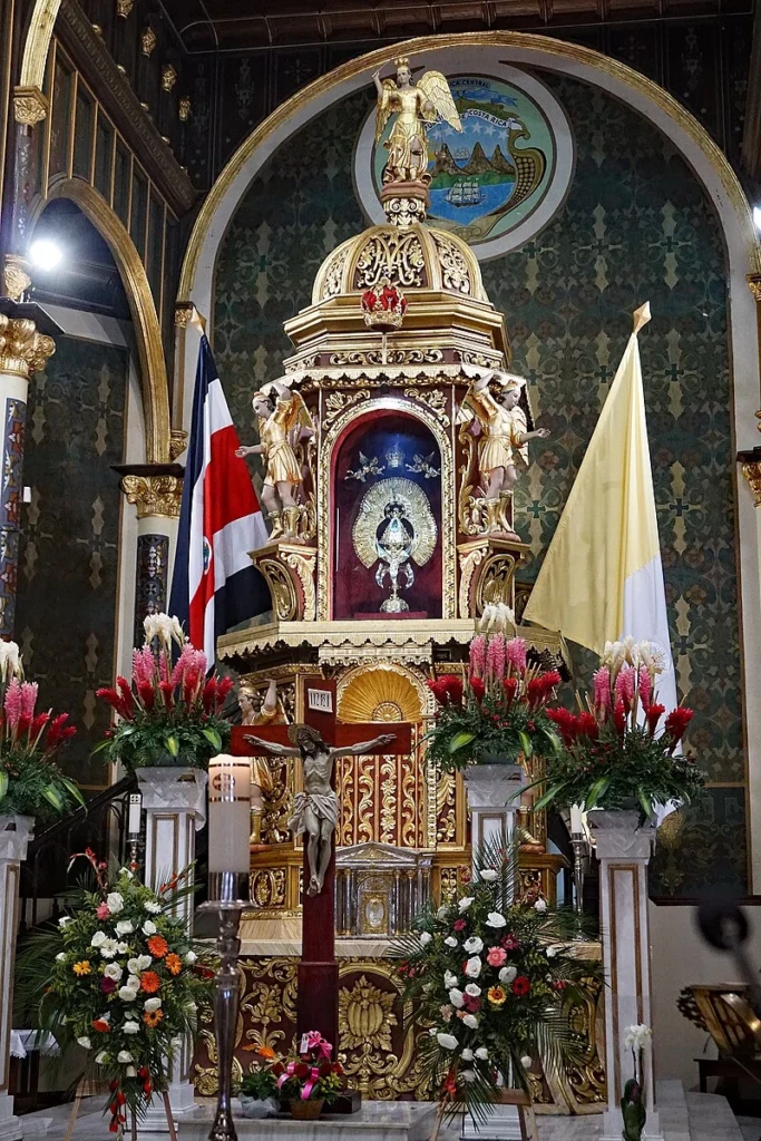 Virgin of the Angels on the main altar of the Basilica